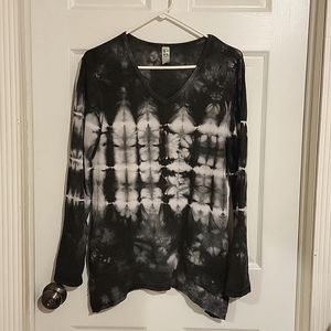 Green Tea Oversized tie dye V neck Top